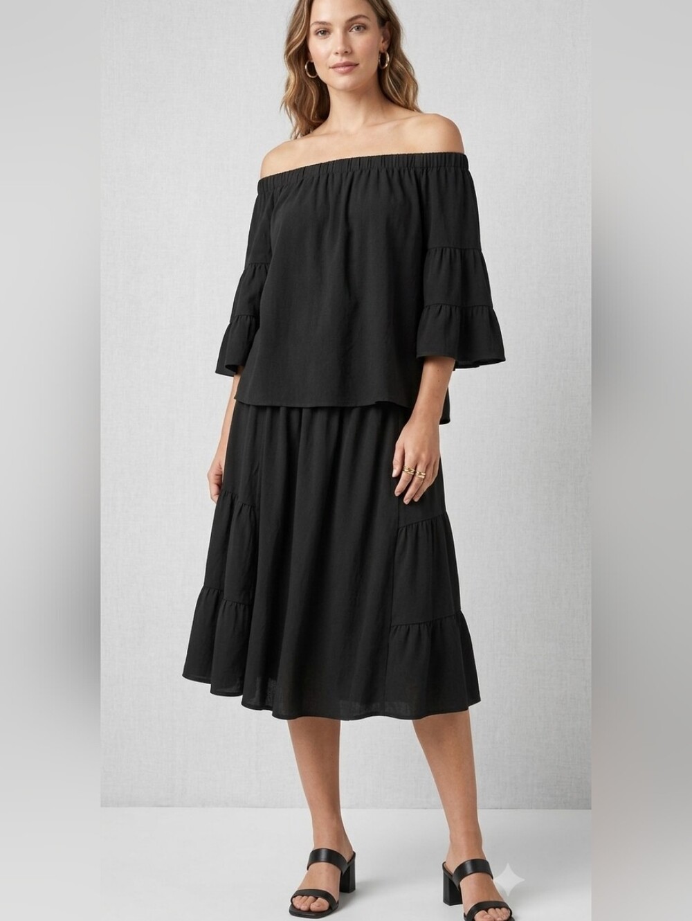 Gap Vintage Black Midi Flowy Skirt Size M